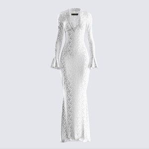 White lace maxi dress